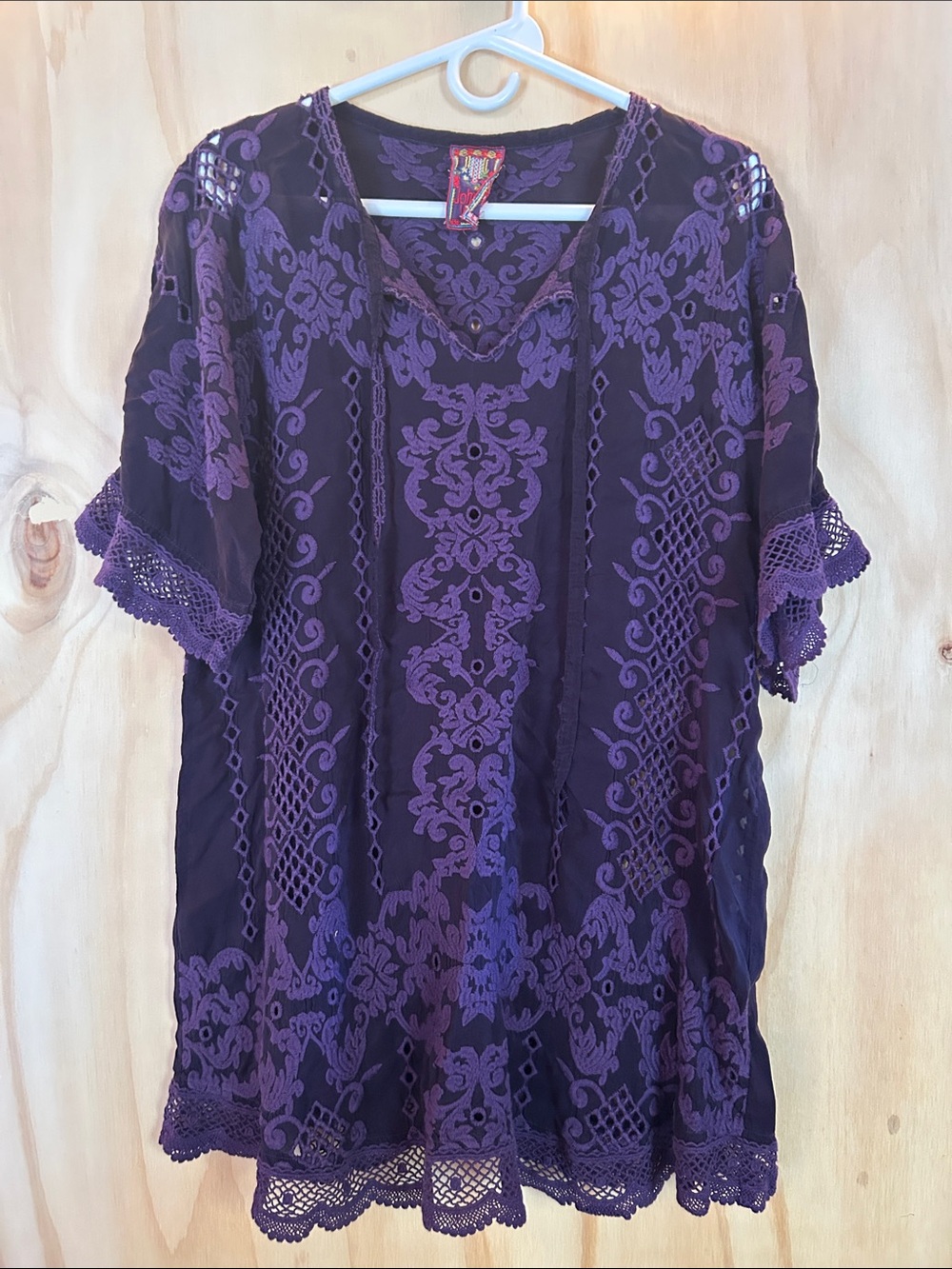 Johnny Was Purple Embroidered Boho Tunic
